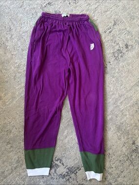 VTG 80s Cricket & co Purple Colorblock Jogger Sweatpants with Green Accents